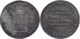 Brazil
D. João P.R. - AR 960 Réis Rio de Janeiro 1818
Restruck over 8 reales of Spain.
AG: 29.21 26,66g
Very Fine

Brazil
D. João P.R. - AR 960...