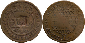 Brazil
D. João P.R. - Ae Shield Countermark 1809
Over XL Réis of D. João V 1760.
AG: 87.02 27,99g
Very Fine

Brazil
D. João P.R. - Ae Carimbo d...