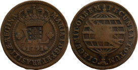 Brazil
D. João P.R. - Ae Shield Countermark of D. João Prince Regent 1809
Over XL Réis of D. Maria I 1791.
AG: 96.03 31,71g
Extremely Fine

Braz...