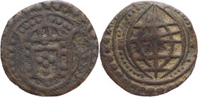 Portuguese India
D. Filipe II (1598-1621)
Half Bazaruco 
AG: 04.01 1,94g
Extremely Fine

Índia Portuguesa
D. Filipe II (1598-1621)
Meio de Baz...