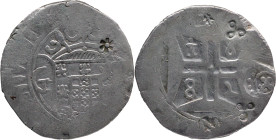 Portuguese India
D. Pedro Regente (1667-1683) 
Xerafim - 1682
Several markings of exchange dealer
AG: 07.09 10,57g
Fine

Índia Portuguesa
D. P...