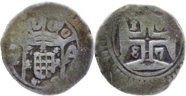 Portuguese India
D. Pedro II (1683-1706)
Xerafim G-A - Goa 1687
AG: 09.05 9,83g
Fine

Índia Portuguesa
D. Pedro II (1683-1706)
Xerafim G-A - G...