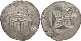 Portuguese India
D. Pedro II (1683-1706)
Xerafim D-O - Diu 1691
Markings of exchange dealer
AG: 11.06 9,24g
Fine

Índia Portuguesa
D. Pedro II...