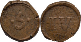 Portuguese India
D. João V (1706-1750)
5 Réis - 1711
AG: 47.03, 7,99g, Fine. Rare

Índia Portuguesa
D. João V (1706-1750)
5 Réis - 1711
AG: 47...