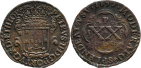 Angola
D. Pedro II (1683-1706) 
20 Réis PPPP - 1697
AG: 03.05 15,76g
Very Fine

Angola
D. Pedro II (1683-1706) 
20 Réis PPPP -1697
AG: 03.05 ...