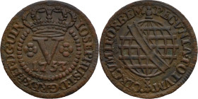 Angola
D. José I (1750-1777)
V Réis - 1753
AG: 01.03 3,29g
Very Fine

Angola
D. José I (1750-1777)
V Réis - 1753
AG: 01.03 3,29g
MBC