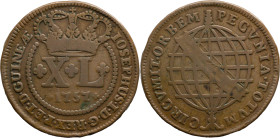 Angola
D. José I (1750-1777)
40 Réis - 1757
AG: 04.03 29,19g
Very Fine

Angola
D. José I (1750-1777)
40 Réis - 1757
AG: 04.03 29,19g
MBC-...
