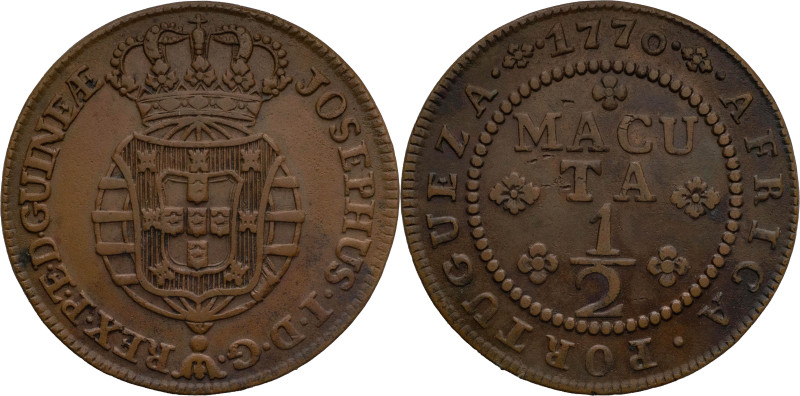 Angola
D. José I (1750-1777)
1/2 Macuta - 1770
AG: 07.03 18,39g
Good Very Fi...