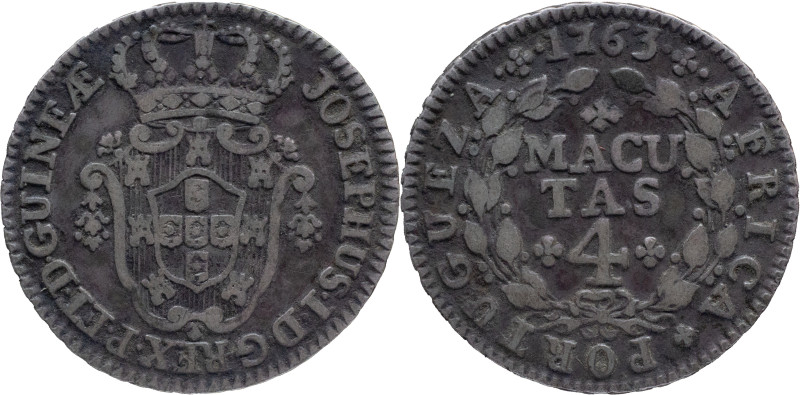 Angola
D. José I (1750-1777)
4 Macutas - 1763
AG: 10.02 5,67g
Very Fine

A...