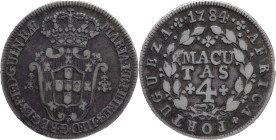 Angola
D. Maria I e D. Pedro III (1777-1786)
4 Macutas - 1784
AG: 05.02 5,75g
Very Fine

Angola
D. Maria I e D. Pedro III (1777-1786)
4 Macuta...