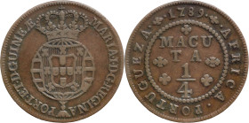Angola
 D. Maria I (1786-1799) 
1/4 Macuta - 1789
AG: 01.01 9,63g
Good Fine

Angola
 D. Maria I (1786-1799) 
1/4 Macuta - 1789
AG: 01.01 9,63...