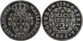 Angola
 D. Maria I (1786-1799) 2 Macutas - 1796
AG: 04.01 2,80g
Very Fine

Angola
 D. Maria I (1786-1799) 2 Macutas -1796
AG: 04.01 2,80g
MBC-