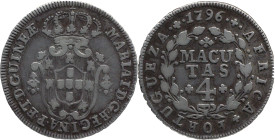 Angola
 D. Maria I (1786-1799) - 4 Macutas 1796
AG: 05.01 5,71g
Very Fine

Angola
 D. Maria I (1786-1799) - 4 Macutas 1796
AG: 05.01 5,71g
MBC...