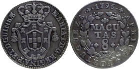 Angola
 D. Maria I (1786-1799) - 8 Macutas 1796
AG: 07.02 11,56g
Very Fine

Angola
 D. Maria I (1786-1799) - 8 Macutas 1796
AG: 07.02 11,56g
M...