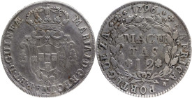 Angola
 D. Maria I (1786-1799) - 12 Macutas 1796
AG: 09.02 16,56g
Very Fine

Angola
 D. Maria I (1786-1799) - 12 Macutas 1796
AG: 09.02 16,56g...