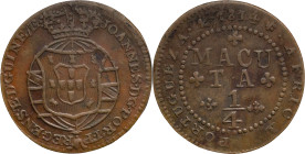 Angola
 D. João Regente (1799-1816) - 1/4 Macuta 1814
AG: 01.01 3,52g
Fine

Angola
 D. João Regente (1799-1816) - 1/4 Macuta 1814
AG: 01.01 3,5...
