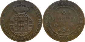 Angola
D. Maria II (1834-1854) - 1/2 Macuta 1848
AG: 01.01 18,10g
Fine

Angola
D. Maria II (1834-1854) - 1/2 Macuta 1848
AG: 01.01 18,10g
BC