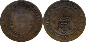 Angola
D. Maria II (1834-1854) - Crowned Shield Countermark 
Over 1/4 macuta of 1763 D. José I.
AG: 03.02 7,80g
Good Fine

Angola
D. Maria II (...