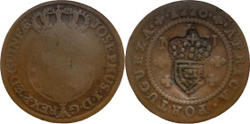 Angola
D. Maria II (1834-1854) - Crowned Shield Countermark 
Over 1/4 macuta de 1770 D. José I.
AG: 03.03 9,11g
Fine

Angola
D. Maria II (1834-...