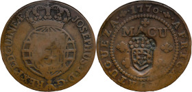 Angola
D. Maria II (1834-1854) - Crowned Shield Countermark 
Over 1/2 macuta of 1770 D. José I.
AG: 04.03 19,84g
Good Fine

Angola
D. Maria II ...