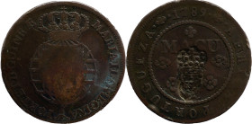 Angola
D. Maria II (1834-1854) -Crowned Shield Countermark 
Over 1 macuta of 1789 D. Maria I.
AG: 05.08 36,29g
Very Fine

Angola
D. Maria II (1...