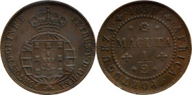 Angola
D. Pedro V (1853-1861) - 1/2 Macuta 1858
AG: 01.01 18,41g
Good Very Fine

Angola
D. Pedro V (1853-1861) - 1/2 Macuta 1858
AG: 01.01 18,4...