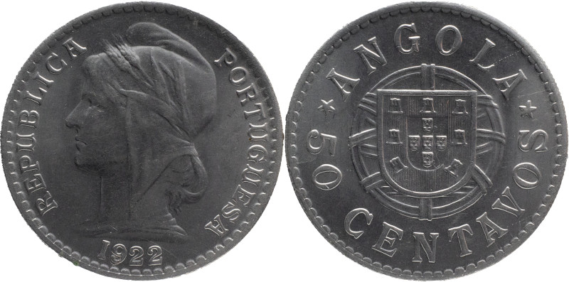 Angola
República Portuguesa (desde 1910) - 50 Centavos 1922
AG: 13.01 10,41g
...