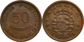 Angola
República Portuguesa (desde 1910) - 50 Centavos 1955
AG: 16.03 4,01g
Uncirculated

Angola
República Portuguesa (desde 1910) - 50 Centavos...