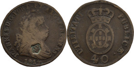 São Tomé e Príncipe
Stamp "Small Crown" D. Pedro V (1853-1861) 1854
Over pataco 1812 D. João Regent.
AG: NC 36,86g
Fine

São Tomé e Príncipe
Ca...
