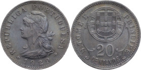 São Tomé e Príncipe
20 centavos Republic (since 1910) 1929
AG: 04.01 4,36g
Uncirculated

São Tomé e Príncipe
20 centavos República (desde 1910) ...