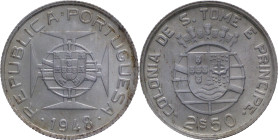 São Tomé e Príncipe
2.5 escudos Republic (since 1910) 1948
AG: 15.02 3,56g
Uncirculated

São Tomé e Príncipe
2.5 escudos República (desde 1910) ...