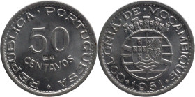 PROVA and Rehearsal
50 Centavos Moçambique 1951
"PROVA" Incusa
AG: E3.04 4,52g
Good Extremely Fine

Provas e Ensaios
50 Centavos Moçambique 195...