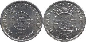PROVA and Rehearsal
2.5 Escudos Moçambique 1955
"PROVA" Incusa
AG: E5.10 3,48g
Uncirculated

Provas e Ensaios
2.5 Escudos Moçambique 1955
"PRO...