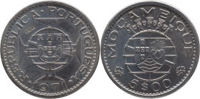 PROVA and Rehearsal
5 Escudos Moçambique 1971
"PROVA" Incusa
AG: E6.06 6,99g
Uncirculated

Provas e Ensaios
5 Escudos Moçambique 1971
"PROVA" ...