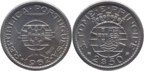 PROVA and Rehearsal
2.5 Escudos São Tomé e Príncipe 1962
"PROVA" Incusa
AG: E5.04 3,50g
Uncirculated

Provas e Ensaios
2.5 Escudos São Tomé e P...