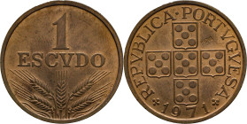 PROVA and Rehearsal
1 Escudo Portuguese Republic (since 1910) 1971
"PROVA" Incusa
AG: E7.? 7,98g
Uncirculated

Provas e Ensaios
1 Escudo Repúbl...