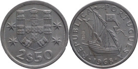 PROVA and Rehearsal
2.5 Escudos Portuguese Republic (since 1910) 1968
"PROVA" Incusa
AG: E8.? 3,49g
Uncirculated

Provas e Ensaios
2.5 Escudos ...