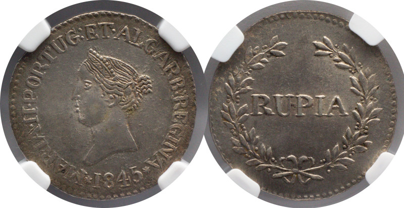 Certified Coins NGC
Portuguese India Rupee D. Maria II 1845
NGC AU 58

Moeda...