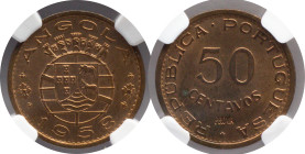 Certified Coins NGC
Angola PROVA 50 Centavos Portuguese Republic 1958
NGC MS 63 RB

Moedas certificadas NGC
Angola Prova 50 Centavos República Po...