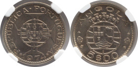 Certified Coins NGC
Angola PROVA 5 Escudos Portuguese Republic 1974
NGC MS 67

Moedas certificadas NGC
Angola Prova 5 Escudos República Portugues...