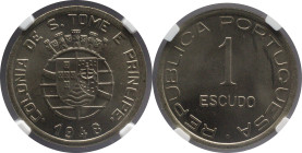 Certified Coins NGC
São Tomé e Príncipe 1 Escudo 1948
NGC MS 66

Moedas certificadas NGC
São Tomé e Príncipe 1 Escudo 1948
NGC MS 66