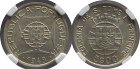Certified Coins NGC
São Tomé e Príncipe 5 Escudos 1948
NGC MS 63

Moedas certificadas NGC
São Tomé e Príncipe 5 Escudos 1948
NGC MS 63