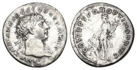 Trajan, AD 98-117. AR, Denarius. 3.36 g. 19.63 mm. Rome.