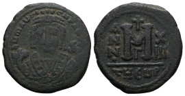 Maurice Tiberius, AD 582-602. AE, Follis. 10.83 g. 29.19 mm. Theoupolis (Antioch.)
