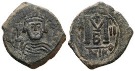 Maurice Tiberius (?), AD 582-602. AE, Follis. 11.67 g. 29.80 mm. Nicomedia.