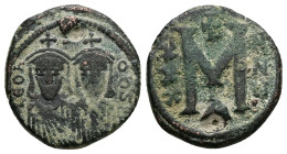 Leo III and Constantine V, AD 717-741. AE, Follis. 6.26 g. 22.21 mm. Constantinople.