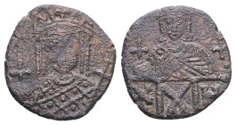 Constantine VI, Irene, AD 780-797. AE, Follis. 2.88 g. 19.49 mm. Constantinople.