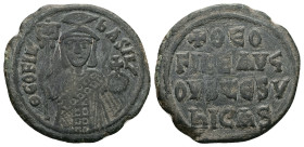Theophilus, AD 829-842. AE, Follis. 8.01 g. 29.79 mm. Constantinople.