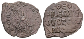 Theophilus, AD 829-842. AE, Follis. 4.28 g. 31.05 mm. Constantinople.