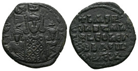 Basil I the Macedonian, Leo VI and Constantine VII, AD 867-886. AE, Follis. 6.24 g. 27.84 mm. Constantinople.